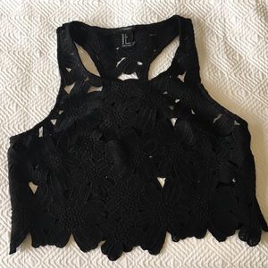 Forever 21 black lace crop top.